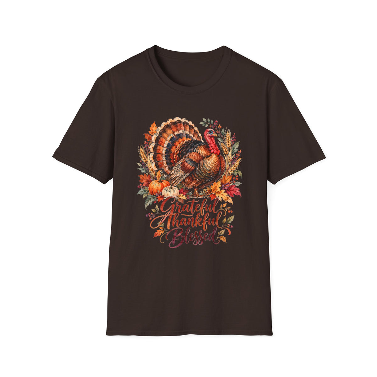 Grateful Thankful Blessed Turkey T-Shirt