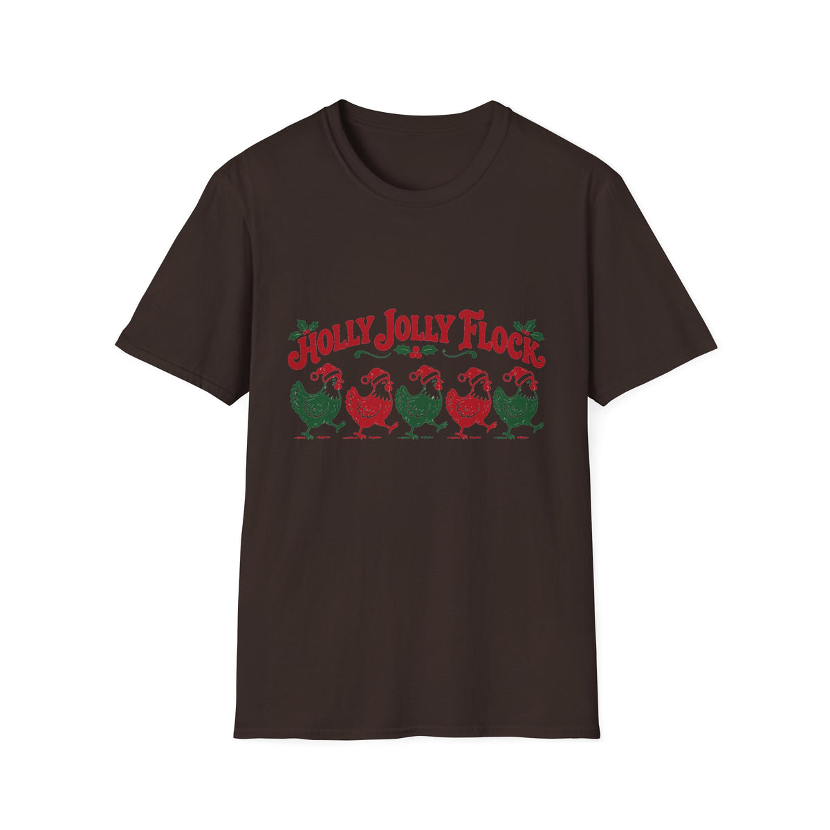 Holly Jolly Flock Christmas Chickens T-Shirt