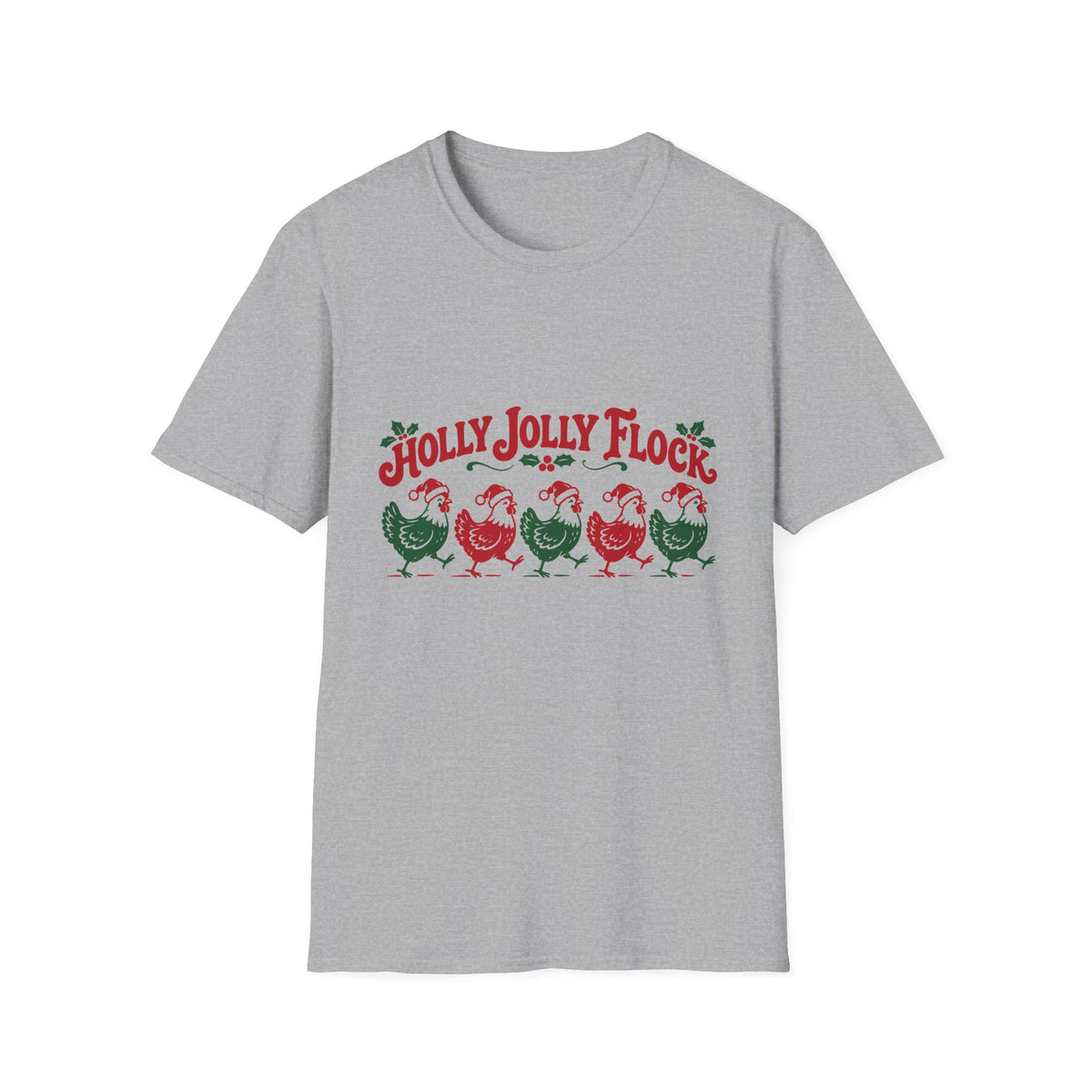 Holly Jolly Flock Christmas Chickens T-Shirt