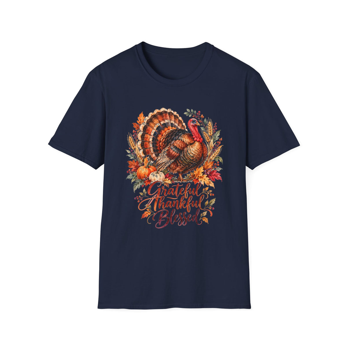 Grateful Thankful Blessed Turkey T-Shirt
