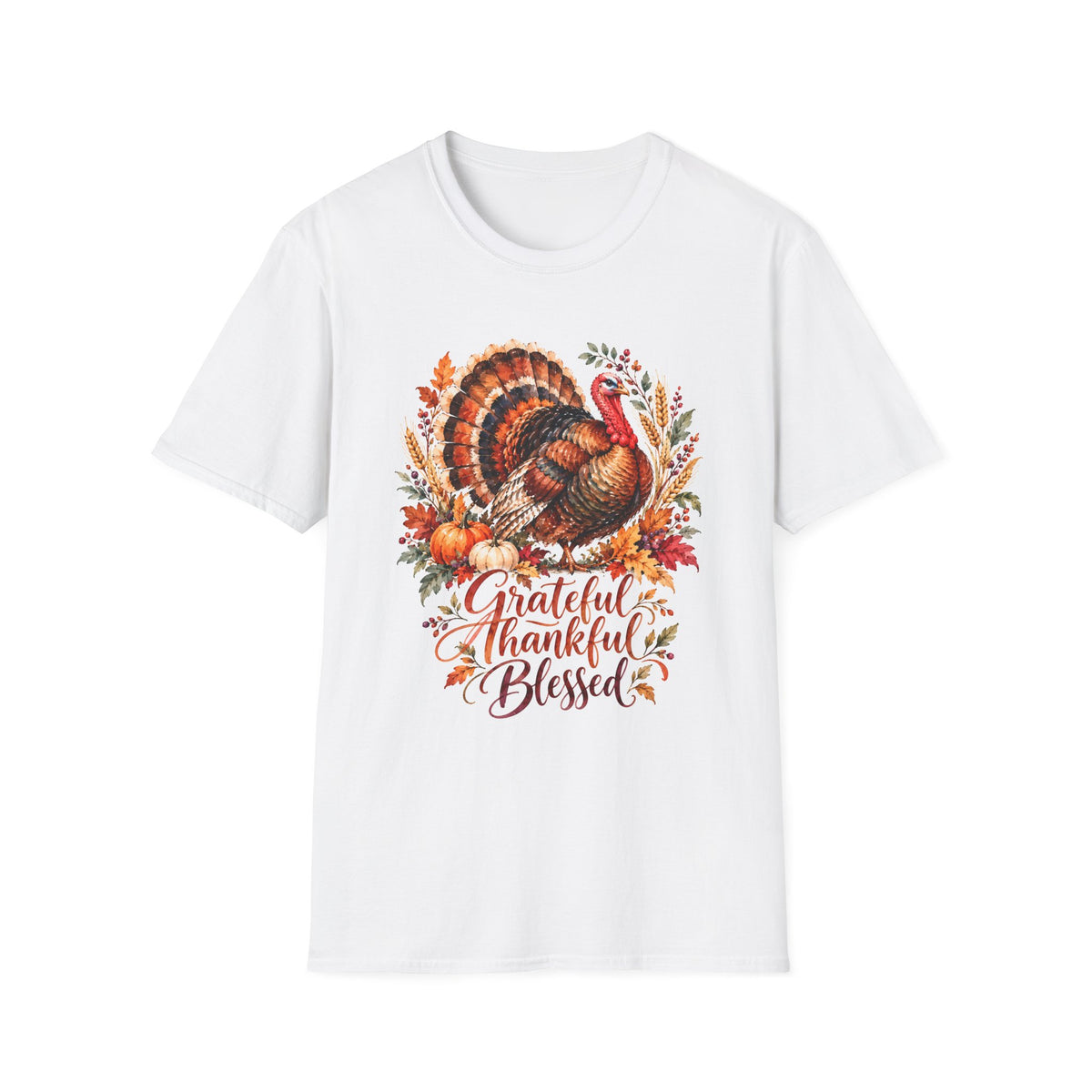 Grateful Thankful Blessed Turkey T-Shirt