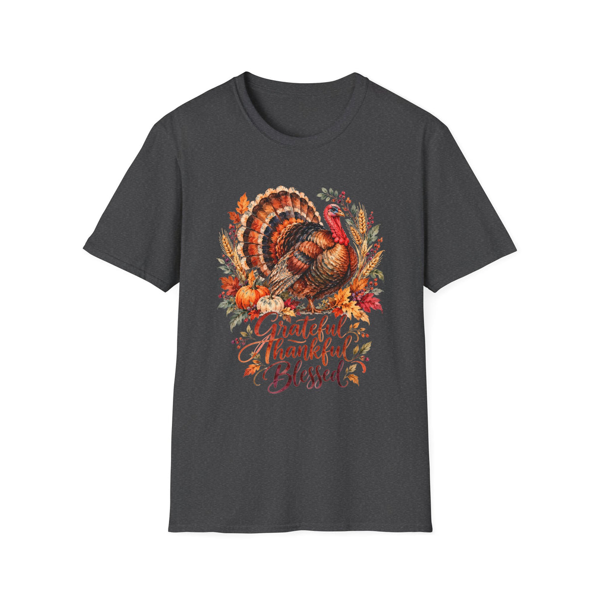 Grateful Thankful Blessed Turkey T-Shirt