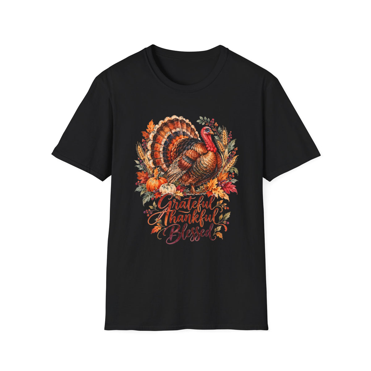 Grateful Thankful Blessed Turkey T-Shirt