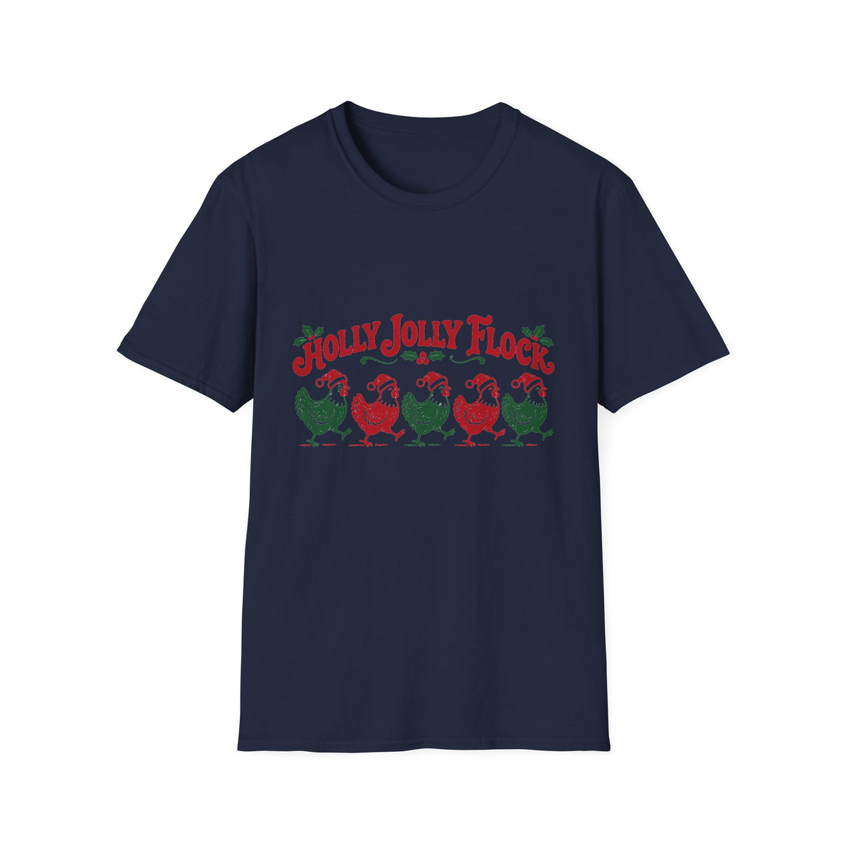 Holly Jolly Flock Christmas Chickens T-Shirt