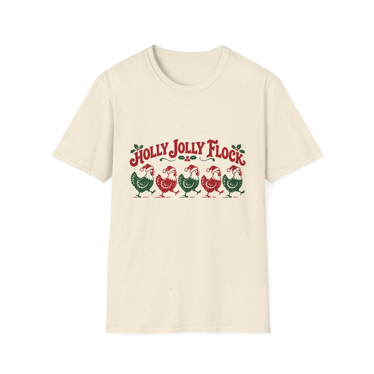 Holly Jolly Flock Christmas Chickens T-Shirt