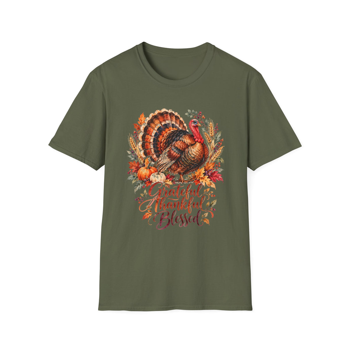 Grateful Thankful Blessed Turkey T-Shirt